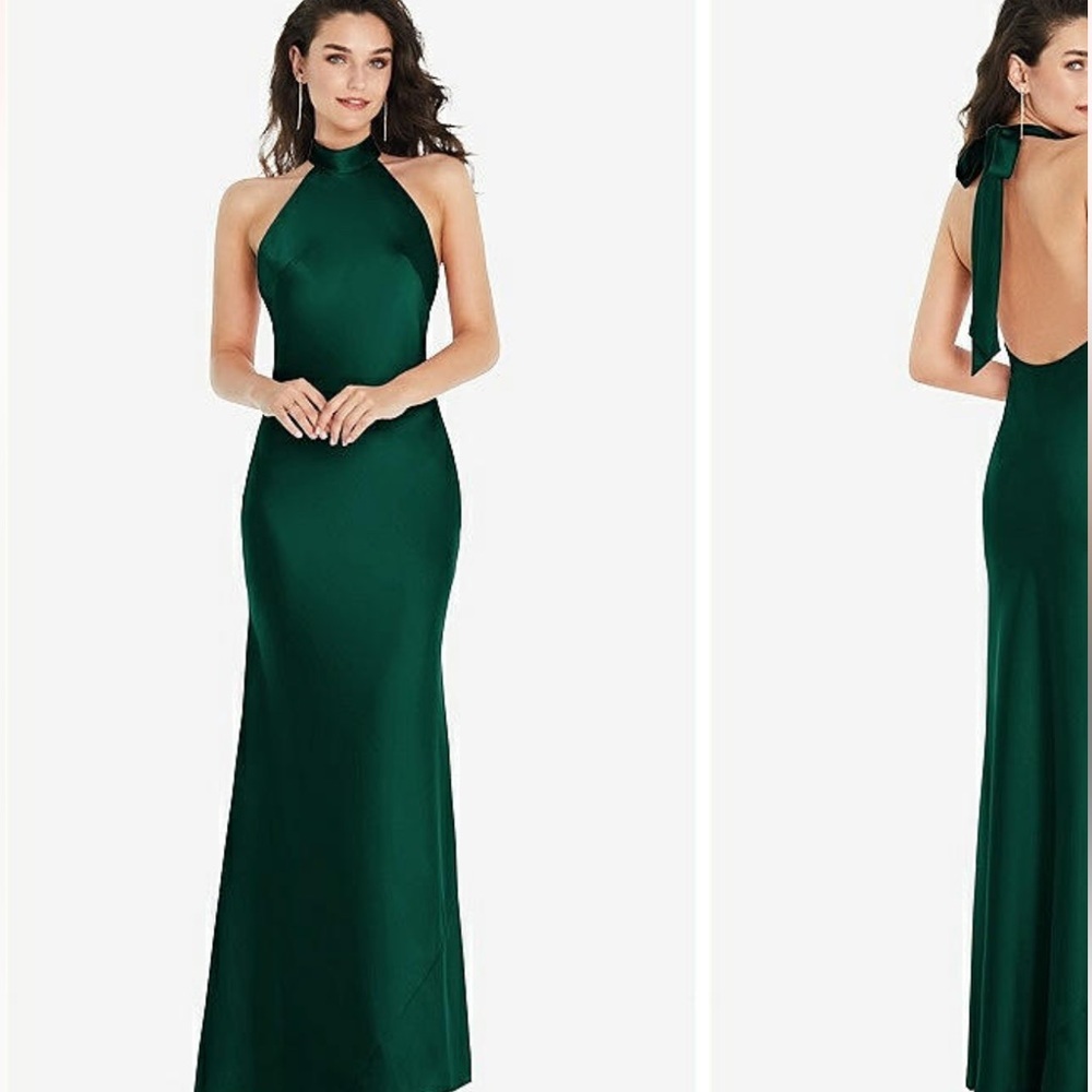 Elegant Backless Green Dress